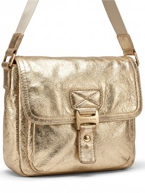 Michael Kors Charlton Large Flap Crossbody Bag, distressed metallic Leather